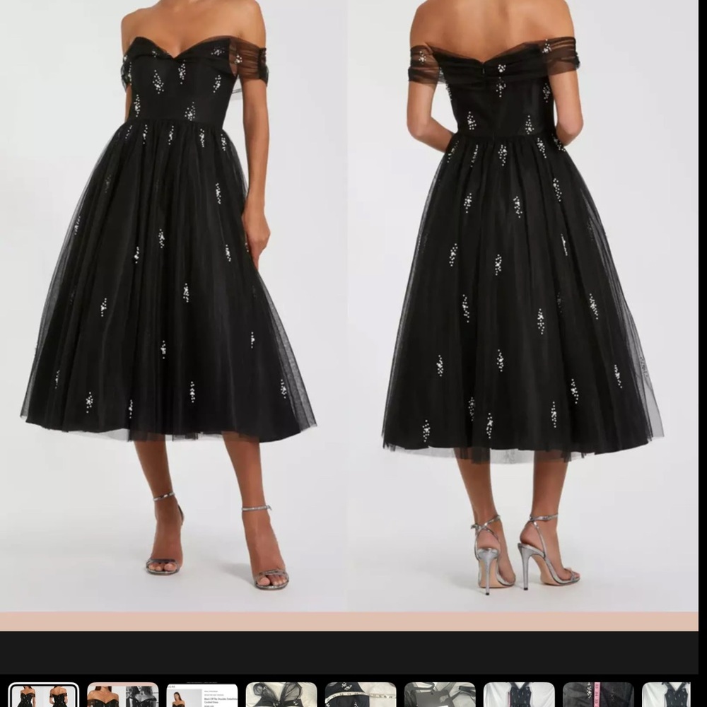 Mac Duggal Black Strapless Dress with Silver Accents